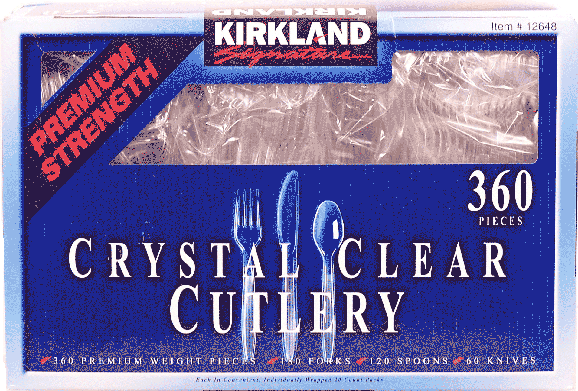 Kirkland Signature  crystal clear cutlery; 180 forks, 120 spoons, 60 knives Full-Size Picture